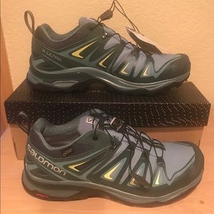 Salomon X Ultra 3 Low Gortex Hiking Shoes, ARTIC Darkest Spruce/Sunny Lime- NWT